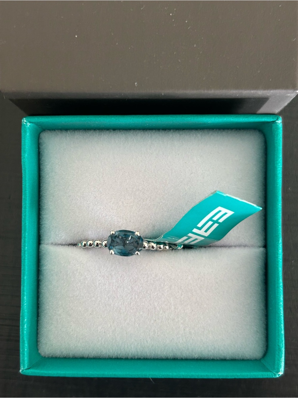 Effy Teal Oval Solitaire Ring in Sterling Silver